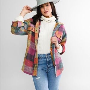 Bibi Plaid Fleece Shacket